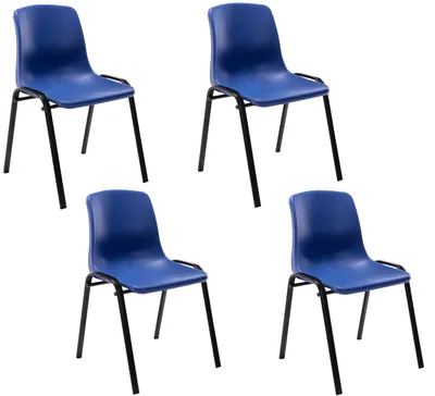 Produktbild von CLP 4er Set Stapelstuhl Nowra Kunststoff stapelbar und mit modernem Design Farbe blau