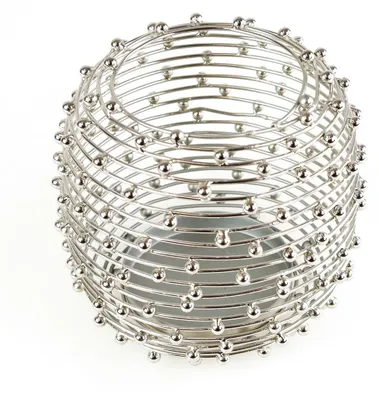 Produktbild von Windlicht Metall silber 13,5x15cm Kerzenhalter Kerzenständer Metallständer