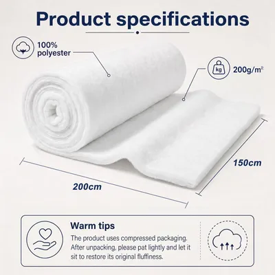Produktbild von Volumenvlies 100% Polyester, 1,5 x 2 m, Bekleidungswatte für Nähen