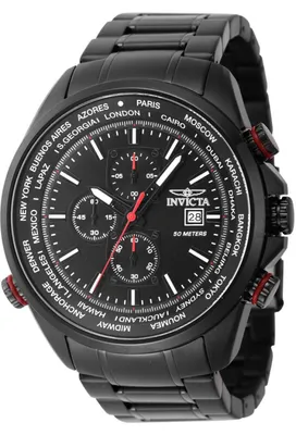Produktbild von Invicta Aviator 47820 Herrenuhr - Quarzwerk - Edelstahl mit schwarzem Zifferblatt - 50 mm