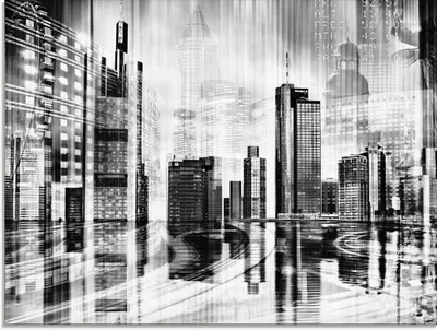 Produktbild von ARTland Glasbild Frankfurt Skyline Collage 01 Größe: 80x60 cm
