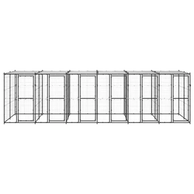 Produktbild von vidaXL Outdoor-Hundezwinger Stahl mit Überdachung 14,52 m²