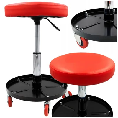Produktbild von Werkstatthocker - Höhenverstellbar 40-51cm - Rollhocker mit Werkzeugablage 120kg - 5 Rollen 360°