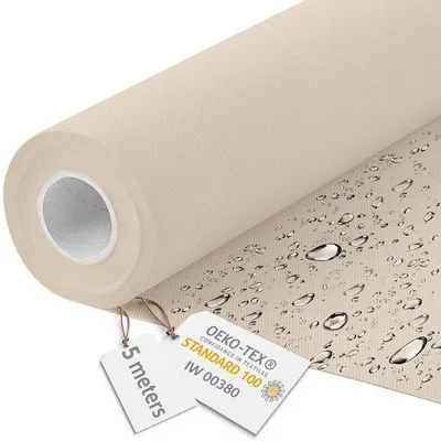 Obrázek produktu pro Voděodolná plátěná tkanina, šířka 160 cm – voděodolná látka 220 g/m², 600D – prodyšná voděodolná tkanina, 5 metrů, krémová