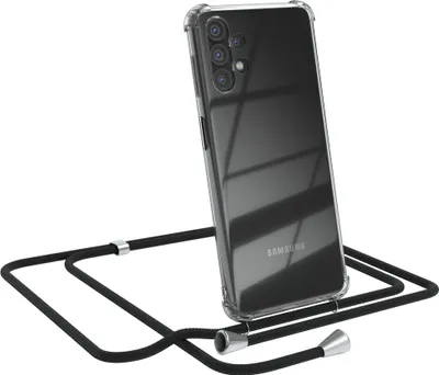 Produktbild von EAZY CASE Handykette kompatibel mit Samsung Galaxy A32 5G, Handyhülle mit Umhängeband, Handykordel, Schutzhülle Clear, Band in Schwarz