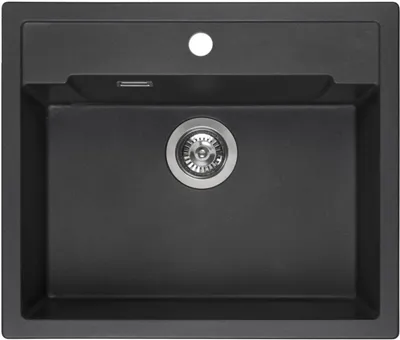 Produktbild von Reginox R31049 Regi Granit Spüle Amsterdam 54 TAPWING Black Silvery ab 60 cm Schrankbreite / Auflagespüle mit Armaturenbank / Einbauspüle