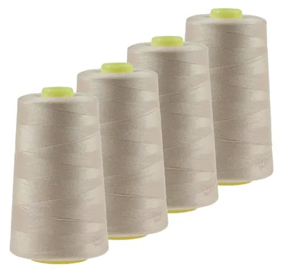 Produktbild von 4 x 4572m Qualitäts Overlock-Garn Overlock-Nähgarn Farben 661 bis 700, Farbe:A687 zartes elfenbein