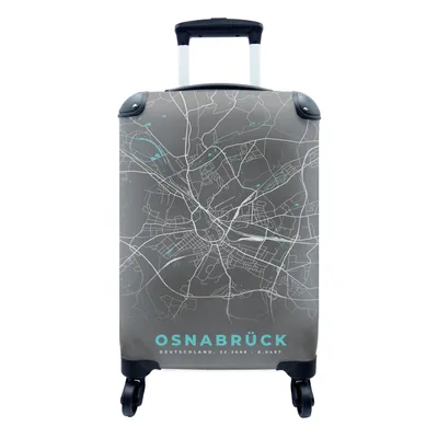 Produktbild von MuchoWow® Koffer Handgepäck Trolley Rollkoffer Kleine Reisekoffer mit 4 Rollen - Stadtplan - Osnabrück - Deutschland - Karte - Cabin Size < 55x40x23 cm & 55x40x20 cm - Fotokoffer - Kabinenkoffer - Boardgepäck - Reise-Box - Reisekoffer - Reisegepäck - Koffer mit Bild - Trolley für Kinder