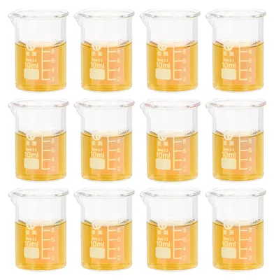 Messbecher 10 ml, 16er-Set, Borosilikatglas, niedrige Form, klar