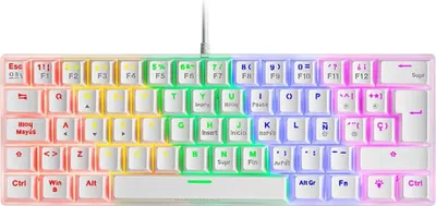 Immagine prodotto di Mars Gaming MK60, Cavo, USB, Interruttore meccanico, QWERTY, LED RGB, Bianco
