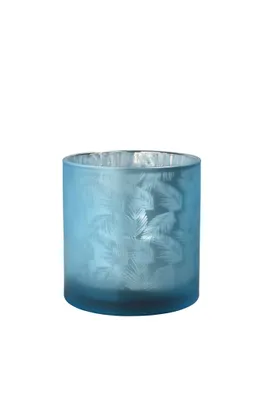 Produktbild von Sompex Awhia Windlicht | Vase | Farne | Kerzenhalter | Übertopf | Boho | in verschiedenen Größen, Farbe: silber-blau, Größe:15 x 15 cm (M)