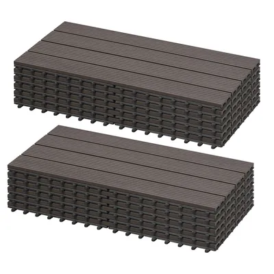 Produktbild von EUGAD 12er-Set WPC Fliesen, Klickfliesen, 30x60cm, mit Drainage, Coffee