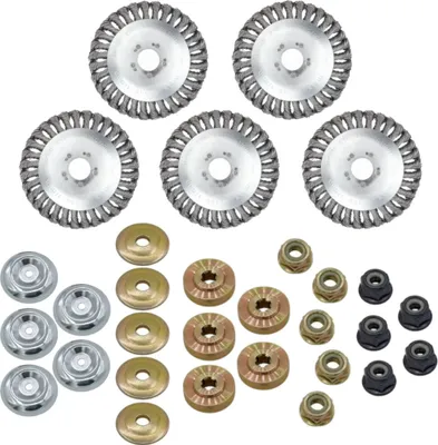 Produktbild von 5x Trade-Shop 15cm 6 inch Stahlbürsten-Kopf / Unkrautbürsten-Kopf / Rundbürste passend für viele Freischneider, Motorsensen, Rasentrimmer (Gartenarbeit)
