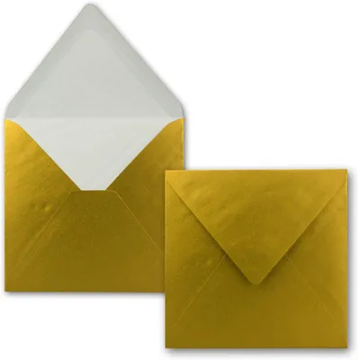 Productafbeelding van Vierkante Gouden Enveloppen 16 x 16 cm zonder Venster - Perfect voor Uitnodigingen