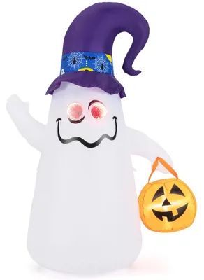 Immagine prodotto di Decorazioni di Halloween per esterni - Fantasma gonfiabile a LED da 180 cm con zucca - Decorazioni da giardino - Resistente alle intemperie - Multicolore