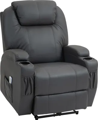 Produktbild von HOMCOM Relaxsessel mit Massagefunktion, Elektrisch Fernsehsessel mit Liegefunktion, Massagesessel mit Fernbedienung, Kunstleder, Dunkelgrau