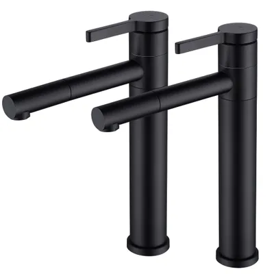 Produktbild von 2 Waschtischarmatur Schwarz，Wasserhahn Bad Einhebelmischer，Waschbecken Armaturen Waschtisch，Mischbatterie Badezimmer，Badarmatur mit Schlauch，Edelstahl