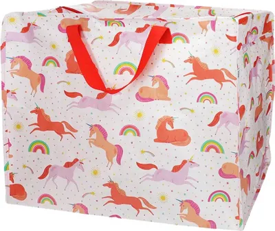 Produktbild von LS-LebenStil XXL Jumbo Bag Unicorns / Einhorn 55cm faltbar Kunstsoff Einkaufstasche Unterbettkommode Aufbewahrungstasche Kleidung Bettdecken Kissen