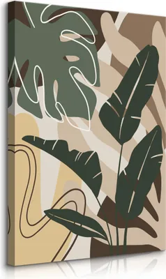 Produktbild von Muralo Leinwandbild Canvas BLÄTTER Pflanzen Abstraktion Boho Stil für Wohnzimmer Br. 70cm x Hö. 100cm