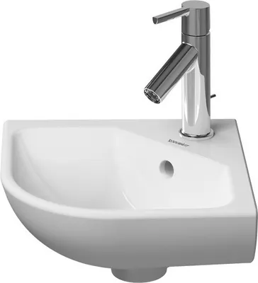 Produktbild von Duravit DU Eck-Handwaschbecken ME by Starck 500mm,m.ÜL,m.HLB,1 HL, weiß seidenm.,WG