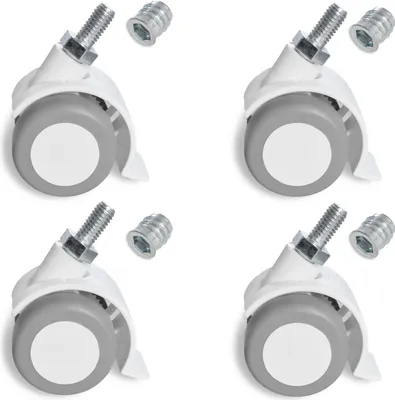 Produktbild von Sämann 4er Set Möbelrolle weiß Gummirolle Lenkrolle Laufrolle Hartbodenrolle