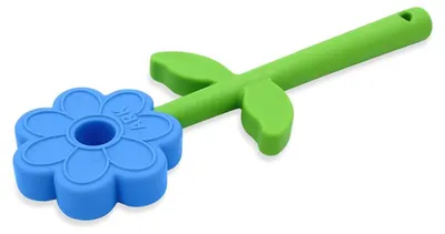 Produktbild von ARK Therapeutic Kau-Spielzeug Flower Wand - sensorisches Spielzeug blau Tweekleurige kauwstaaf met bloemvorm, geschikt voor kauwen met kiezen én voortanden.