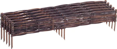 Obrázok produktu pre Relaxdays Ohraničenie záhonu, vŕba, sada 5 ks, V x Š: 10 x 100 cm, na zapichnutie, záhony a trávnik, nízke ohraničenie záhonu, hnedé