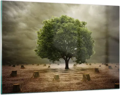 Produktbild von Bilder auf glas - Baum Feld Umwelt - 120x80cm - Glasbilder - Wandbilder - Kunstdruck - zum Aufhängen bereit - Wanddekoration aus Glas - Glas Bilder - Wandbild auf Glas - Einteilig - GAA120x80-2727