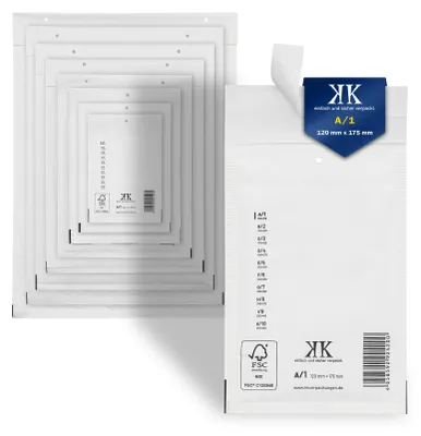 Produktbild von 1200 Luftpolster-Versandtaschen A1 A/1 120x175mm (Außenmaß) DIN A6+ Weiß