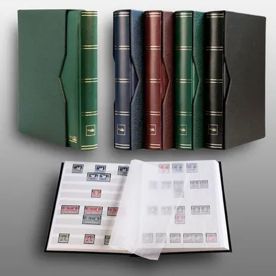 Produktbild von Prophila Collection 64 weiße Seiten Briefmarkenalbum wattiert mit Kassette grün