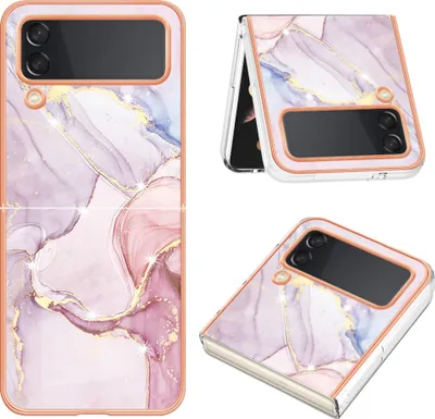 Image de Etui pour Samsung Galaxy Z Flip 4 5G, étui antichoc en TPU souple Rose gold