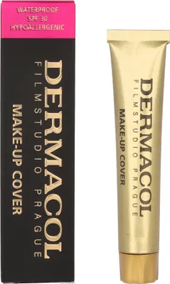A box and a tube of Dermacol Make-Up Cover foundation are shown side-by-side against a white background.