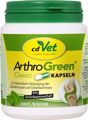 Produktbild von cdVet ArthroGreen Classic 100 Kapseln, Katze / Hund, Tablet, Gesundheit der Knochen, Gesundheit der Muskeln, Adult, Kalzium, Phosphorus, Natrium, Topf