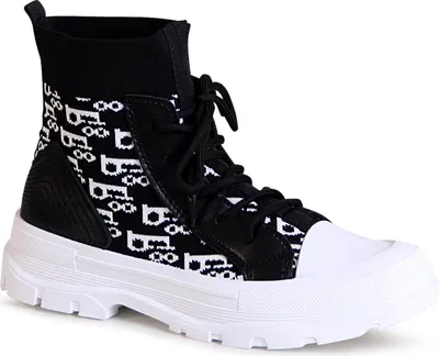 Produktbild von topschuhe24 2032 Damen Plateau Strick Sneaker High, Farbe:Schwarz, Größe:38 EU