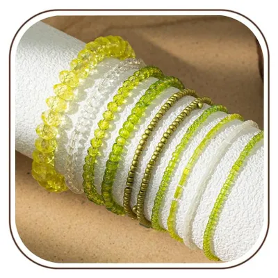 Productafbeelding van FOSLXIN dames kristal-parelarmband, boheemse kralenarmband met meerdere lagen