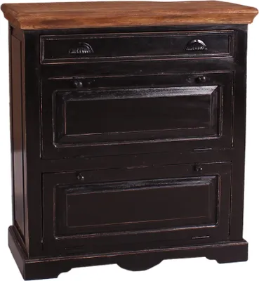 Produktbild von SIT Möbel Schuhschrank | 1 Schublade, 2 Klappen | Mango-Holz schwarz | Deckplatte honigfarben | B 85 x T 40 x H 90 cm | 05862-11 | Serie CORSICA