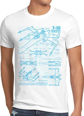 Produktbild von style3 X-Wing Herren T-Shirt blaupause t-65, Größe:4XL, Farbe:Weiß