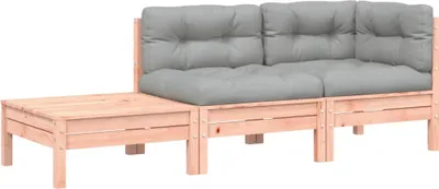 Produktbild von vidaXL Gartensofa mit Kissen und Fußhocker Massivholz Douglasie