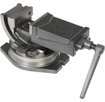 Image de Étau à 2 axes pour perceuse - Étau pivotant à 360° - Course de serrage de 10 cm - En fonte - Pour le meulage et le fraisage - Gris
