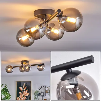 Produktbild von Isorella Deckenlampe aus Metall/Glas in Schwarz/Rauchfarben