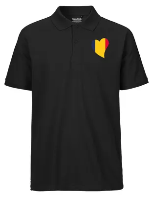 Produktbild von Huuraa Herren Polo Shirt Tschad Flagge Herz XXL Black Bio Baumwolle Fairtrade Poloshirt Geschenkidee