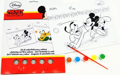 Produktbild von MALSET 7tlg Micky Maus Spider-Man Spongebob Bild 5x Farben Pinsel ausmalen malen(Mickey Mouse)