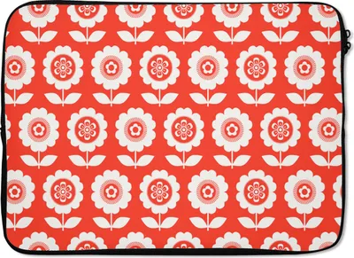 Produktbild von MuchoWow® Laptop Hülle 13 Zoll Blumen - Muster - Rot Laptoptasche - Laptophülle - Sleeve - Rundumschutz