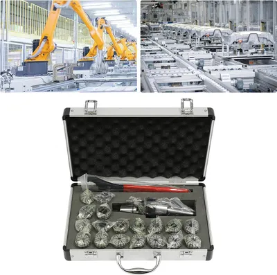 Immagine prodotto di Set di pinze di serraggio - ER32 - Campo di serraggio 2–20 mm - Precisione 0,015 mm - Materiale acciaio 45# e 40Cr - Valigetta in alluminio e plastica