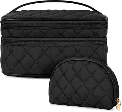 Produktbild von Kosmetiktasche Damen Reise Make-up Tasche wasserdicht Schwarz 2-teilig