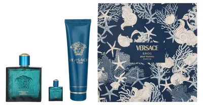 Productafbeelding van Versace Eros Pour Homme Geschenkset: Parfum Spray 100 ml / Geurende douchegel 150 ml / Parfum 5 ml / Aftershave 255 ml