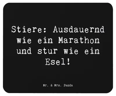 Produktbild von Mr. & Mrs. Panda Mauspad Spruch Starker Stier - Schwarz - Geschenk, Sternzeichen, Mousepad, Ausdauer, Geschenke Astrologie, pc, Eigenschaften, Horoskop, Mouse Pad, Stiere