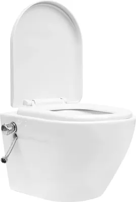 A white wall-mounted toilet with the lid open, shown against a white background.