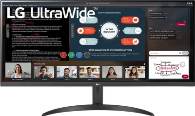 Produktbild von LG 34WP500-B 34", IPS, UltraWide FHD, 2560 x 1080 Pixel, 21:9, 5 ms, 250 cd/m², Schwarz, Kopfhörerausgang, Anzahl HDMI Anschlüsse 2