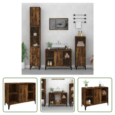 Produktbild von The Living Store Waschbeckenunterschrank Räuchereiche 80x33x60 cm Holzwerkstoff